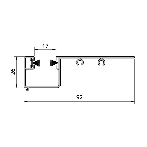 Maxi aluminium guide channel RA with seal